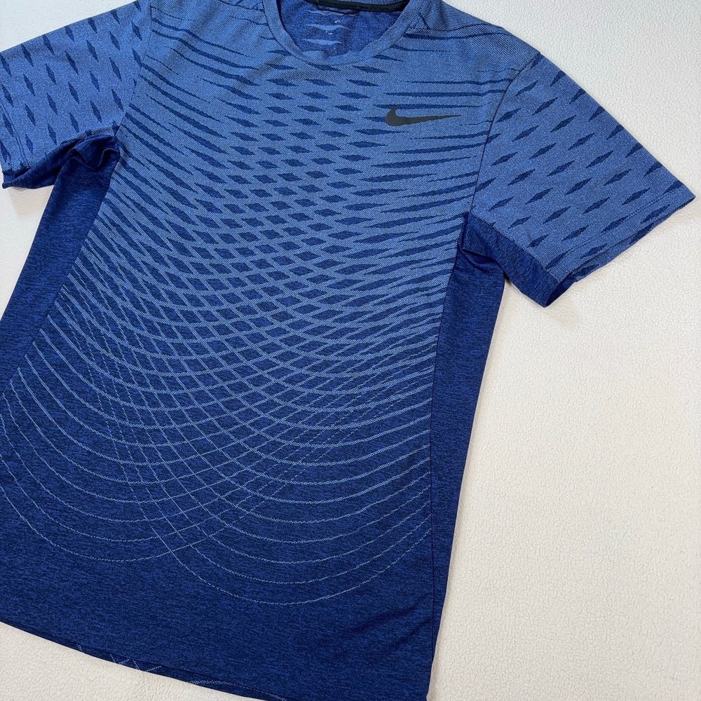 Nike Ultimate Dry Shirt Men's S Blue Geometric Dri-Fit Stretch Gym Training Top - Picture 4 of 15